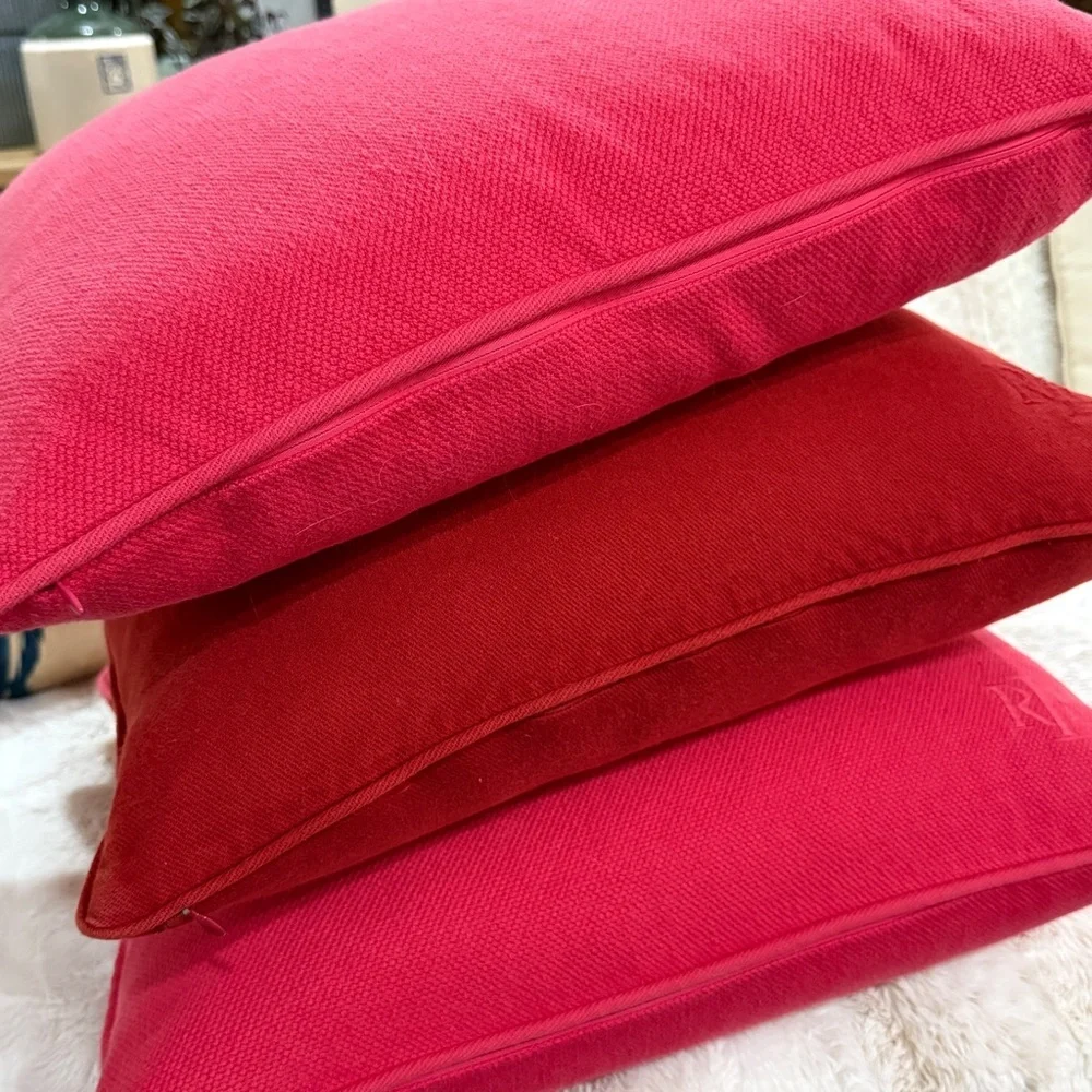 Ralph Lauren Bundle of 3 Red/Pink Pillow Shams